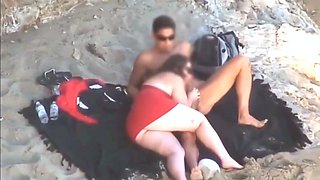 Chubby Niece devours cock on the beach