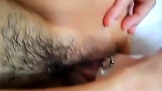 Giant Dildo in Pierced Pussy - Asian Amateur Gapes