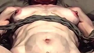 Very Ugly Old Granny in Rope Bondage - Shaking with Pleasure and Orgasm