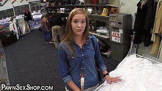 Pawnshop bride BWC fucked in office after deepthroating