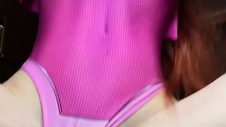 Violet lovely amateur redhead woman toying