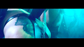 Mature Domme Fingers Dripping Pussy for Hooded Slave