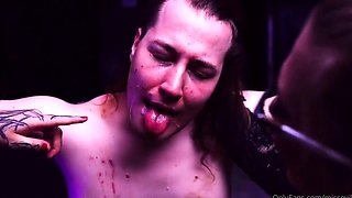 Pitiful slave humiliated and punished in femdom threesome