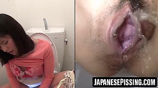 Mesmerizing teen playing and moaning in public restroom