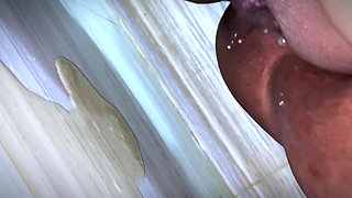 I Pee in My Stepson's Toilet, He Watching My Naked Big Ass Big Tits & Pussy