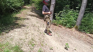 In Sight of the Road Rough Fap with Cumshot on Belly