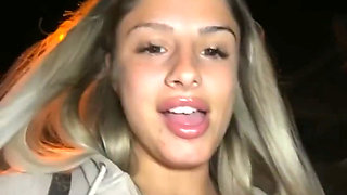 18 Year Old Italian Webcam Star Blonde Fucks Herself with a Huge Dildo in the Middle of the Street