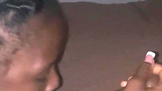 Ebony Teen with My Balls as She Sucks Them My Dick Slapped Her Face Then She Gives Me Sloppy Blowjob POV