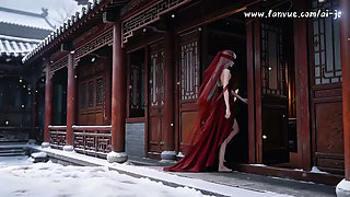 A Chinese Classical Beauty with Skin as White as Snow, Dressed in Red and with White Hair. Blowjob, Cum,episode-1, Ai-generated