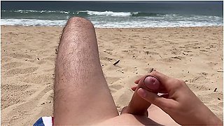 Compilation Of Masturbation On A Public Nudist Beach. Cum Three Times. Almost Catch By Strangers