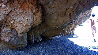 Sexy petite double penetrated anal threesome on the beach