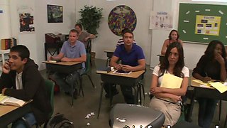 Curvy MILF teacher ravages her super-naughty student in the classroom - moist XXX!