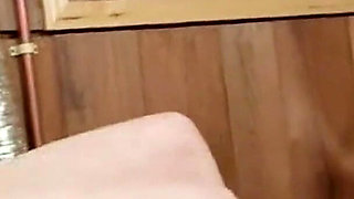 Skinny Brunette Babe Fingers Herself on Washing Machine to Climax