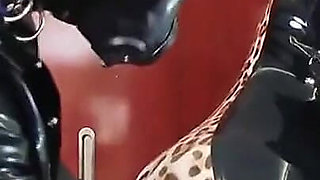 Latex Rubber Petting- Curvy MILF and Her Submissive Guy - Polishing Oiling and Petting in the Plane