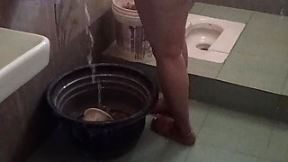 Aunty Showing Bathroom