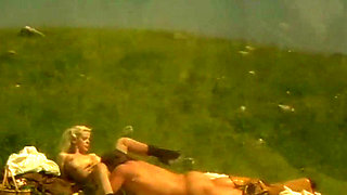 Western Meadow Sex - Curly Blonde in Stockings Fucked Doggy in the Grass