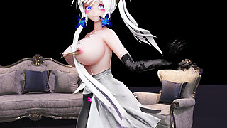 Brilliant - Marionette Black Silk Pantyhose Elegant Double Ponytail Anal Plug Nipple Chain Pussy Thrusting