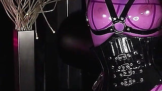 Cristal Kinky Rubber Doll Face Sitting and Chastity Cock Tease