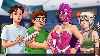 Summertime saga: stepsister jerks her step brother's dick on cam show ep 98