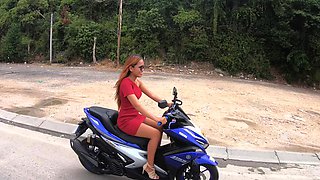 Motobike ride for Thai GF and home sex