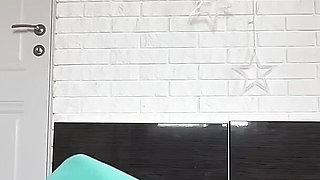 Watch My Ass Bounce at Home in Tight Blue Leggings
