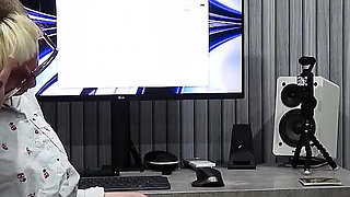 Office Slut Persuades Boss to Watch Her Wank