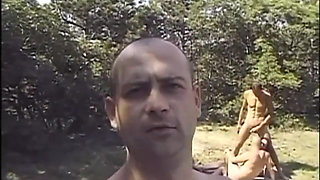 Bisexual outside anal threesome