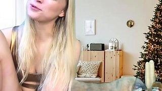 Slutty amateur blonde smoking and jerking dick