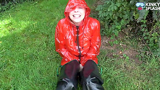 Shiny Pvc Rain Suit Garden Tease