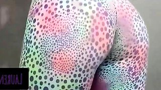Hot dark-haired flashing off and red-hot milk