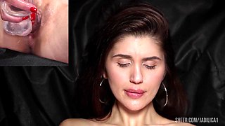Leo Ahsoka Brunette Dildo Orgasms in Tight Pussy