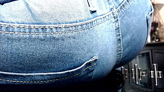 Ebony Bitch Crushed in Denim Jeans and Ass Stifled Ignorant