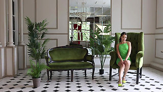 Sapphire in Green Dress & Heels