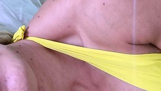 Slutty amateur blonde smoking and jerking dick