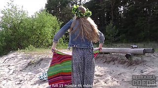 Risky Public Masturbating on a Beach with Drone