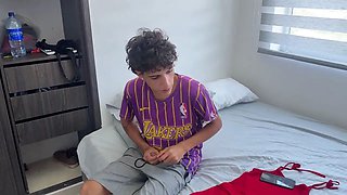 Stepson masturbates seeing the underwear of his stepmom and they end up having a good fuck.