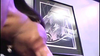 Black beauty rubs her partners clit as she rides mans cock on there couch