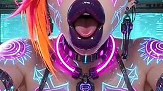 Cyberpunk Style Women Bouncing Boobs, Ai Animation