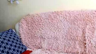Amateur busty brunette masturbates and does hand job