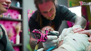 Tattooed Couple Fuck with Big Cocks Merry Gets Inked Foursome