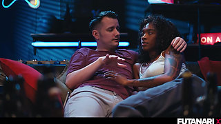 Horny Lesbian Grows Big Cock - Interracial Futanari Lezdom