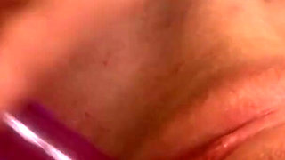 Blonde milf shows off in front of her boss by stuffing a dildo in her pussy and has an orgasm