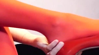 Red Shiny Pantyhose