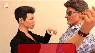 Steamy adult visual novel with a hot brunette and big tits