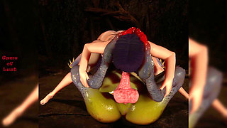 Gol 3D Busty Brunette Blowjobs Monster Frog Prince's Cock