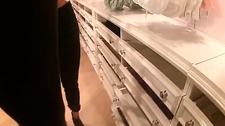 Amateur public in Paris! changing room blowjob fuck and