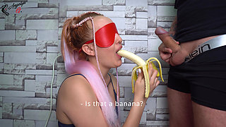 Stepsister in a fruit game! She loved the cock! Surprise!
