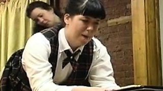 Teen in Schoolgirl Uniform Spanking Older Man