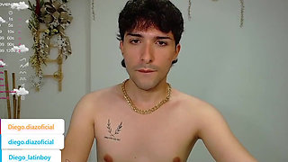 Slim Young Colombian Man From Bucaramanga Strokes His Huge Cock Until He Gets Cum on His Face