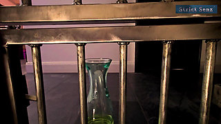 Lady Medea Hard Pee Lesson for Caged Toilet Slave on the Bondage Chair